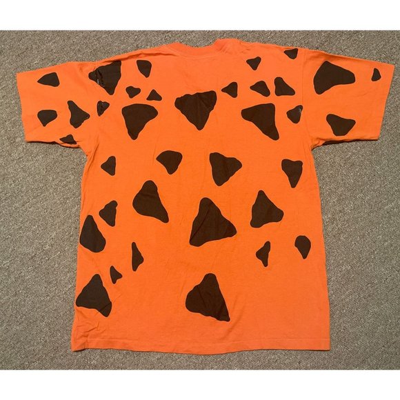 Vintage 90s XL The Flintstones Fred Flintstones Tuxedo AOP Single Stitch T-Shirt - Picture 2 of 10